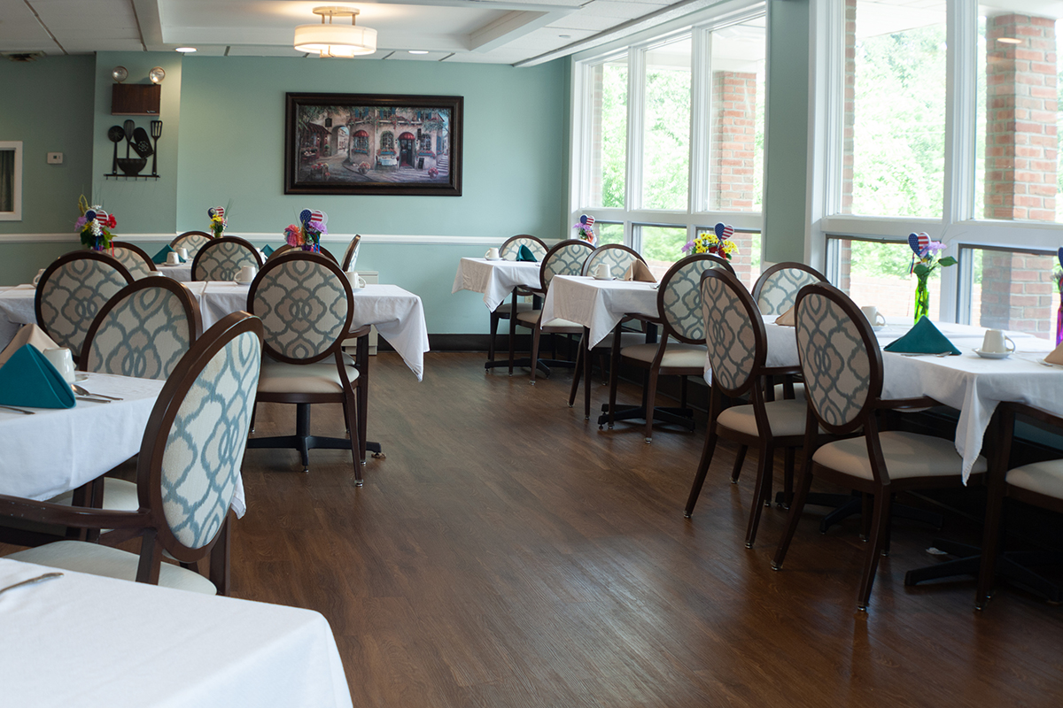 Calm common area supporting memory care living